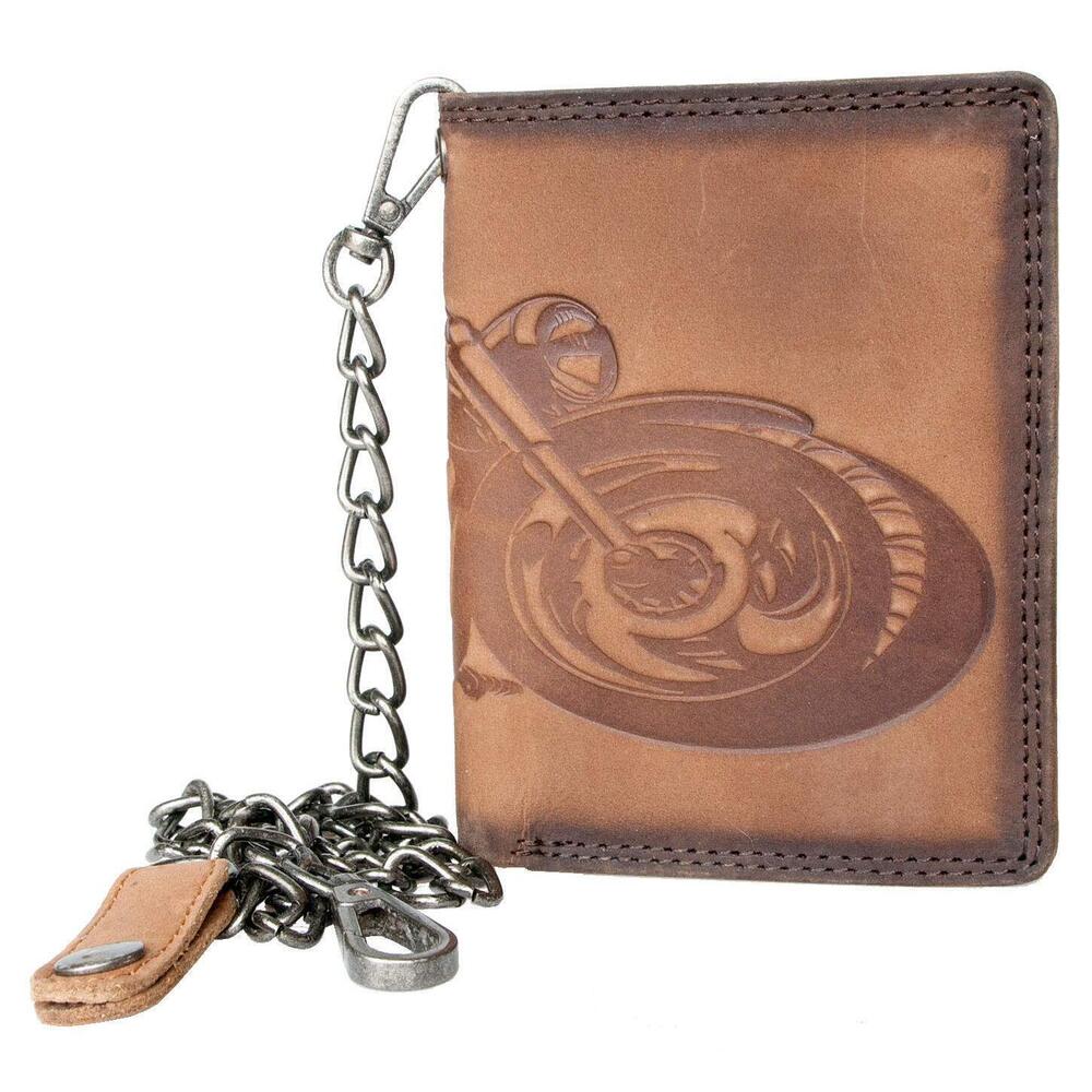 6918 Leather Biker's Wallet with a Motorbike, with 45 cm 18 inches Long